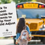 Back to School Guide written on notebook over image of student girl walking to school bus