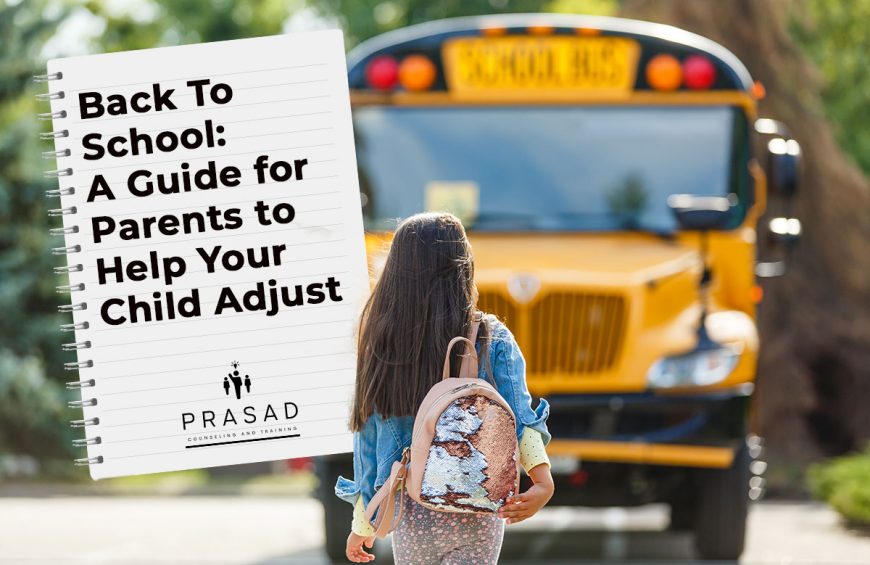 Back to School Guide written on notebook over image of student girl walking to school bus